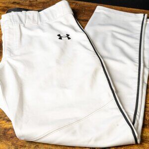 Under Armour Boy's Baseball Pants XL White with Black Piping